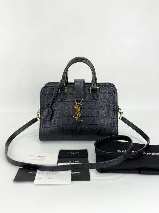 Ysl Mono Cabas Crocodile Embossed Leather in Baby Size
