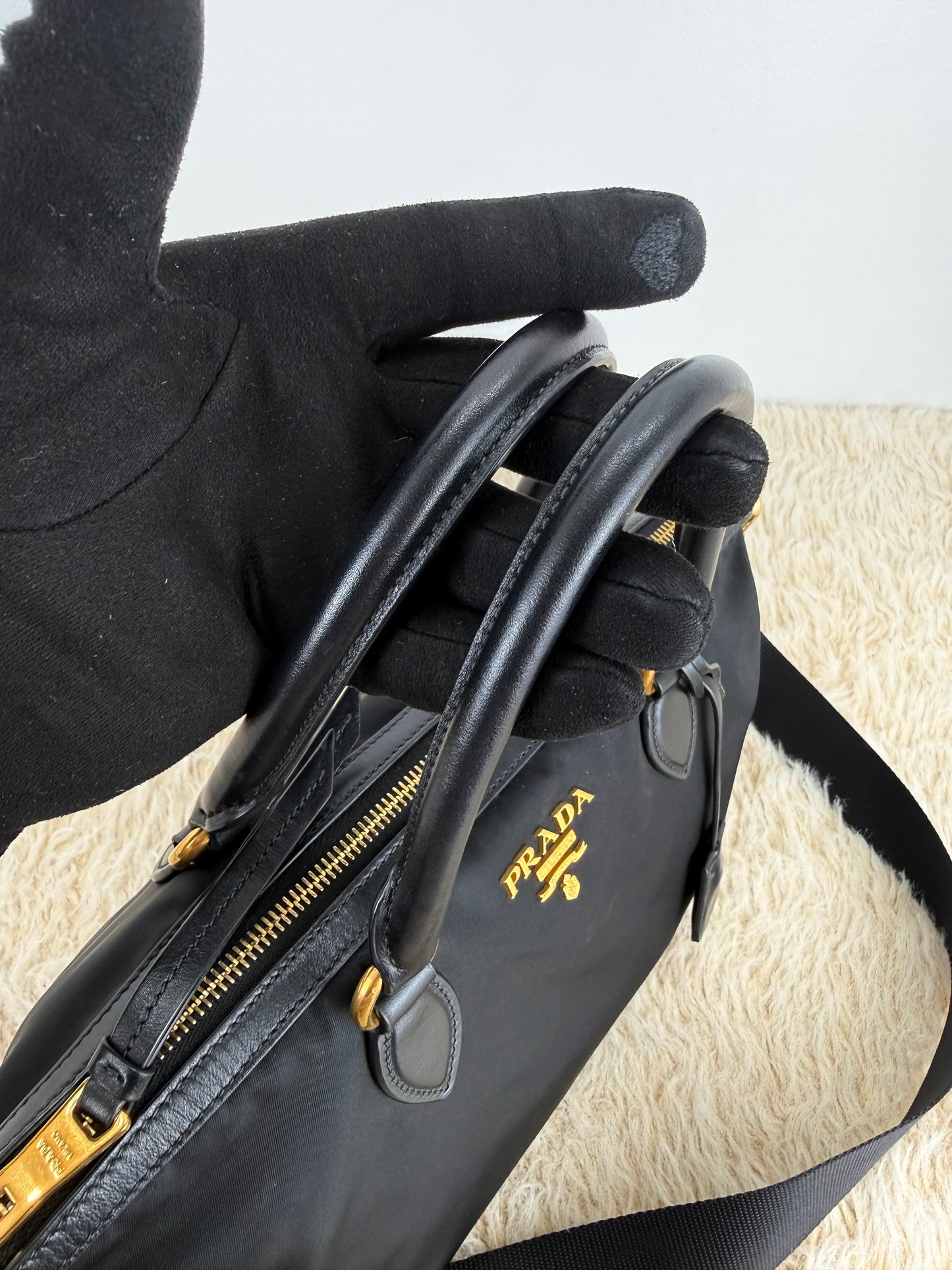 Prada Tessuto Nylon Saffiano Shopping Tote