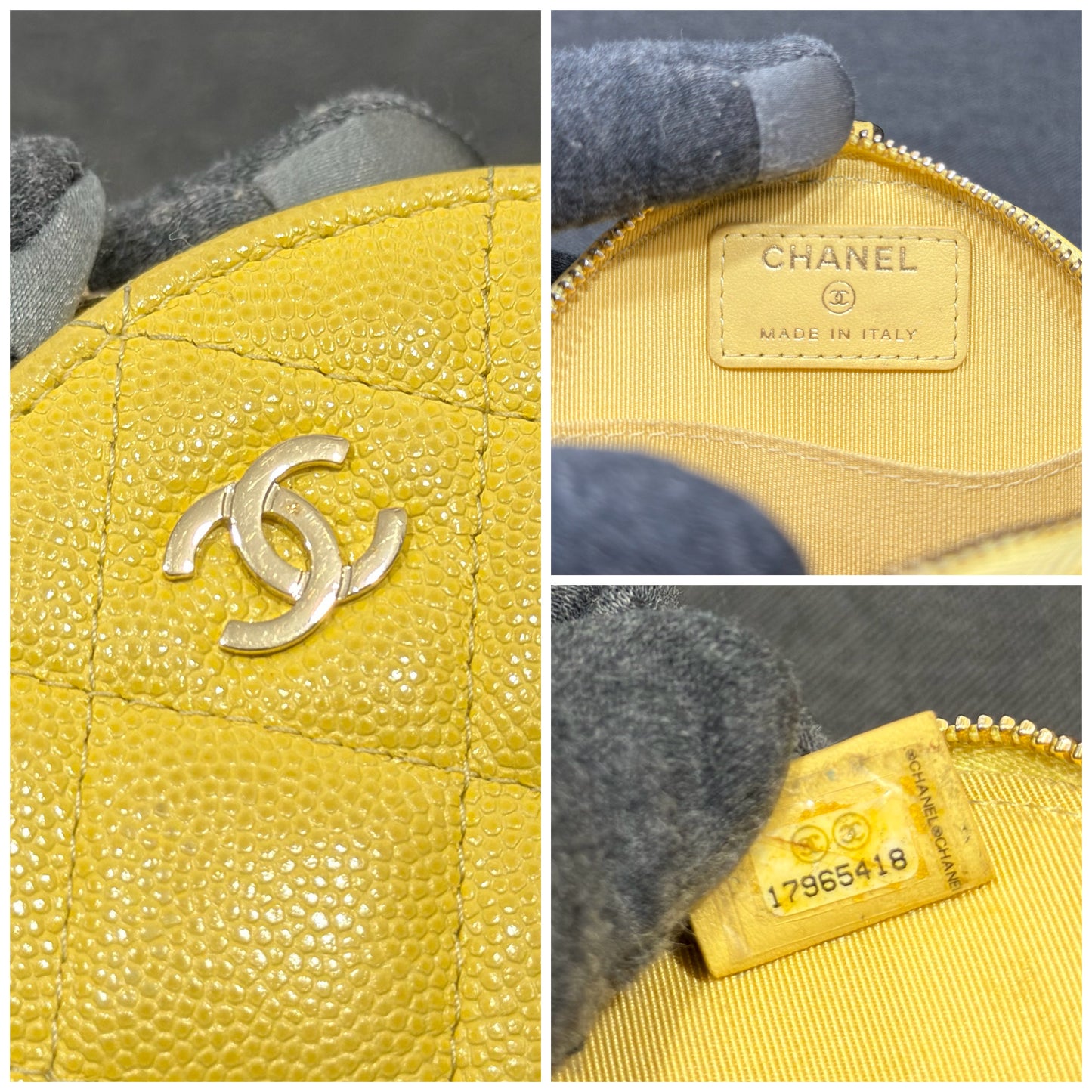 Chanel Quilted Caviar Leather Round Coin Purse