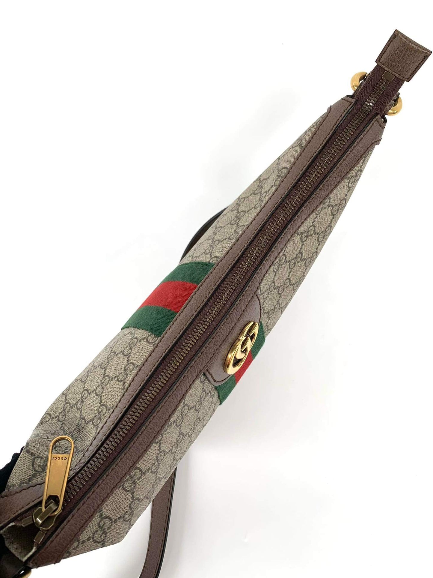 Gucci Beige GG Supreme Web Ophidia Small Half Moon Hobo