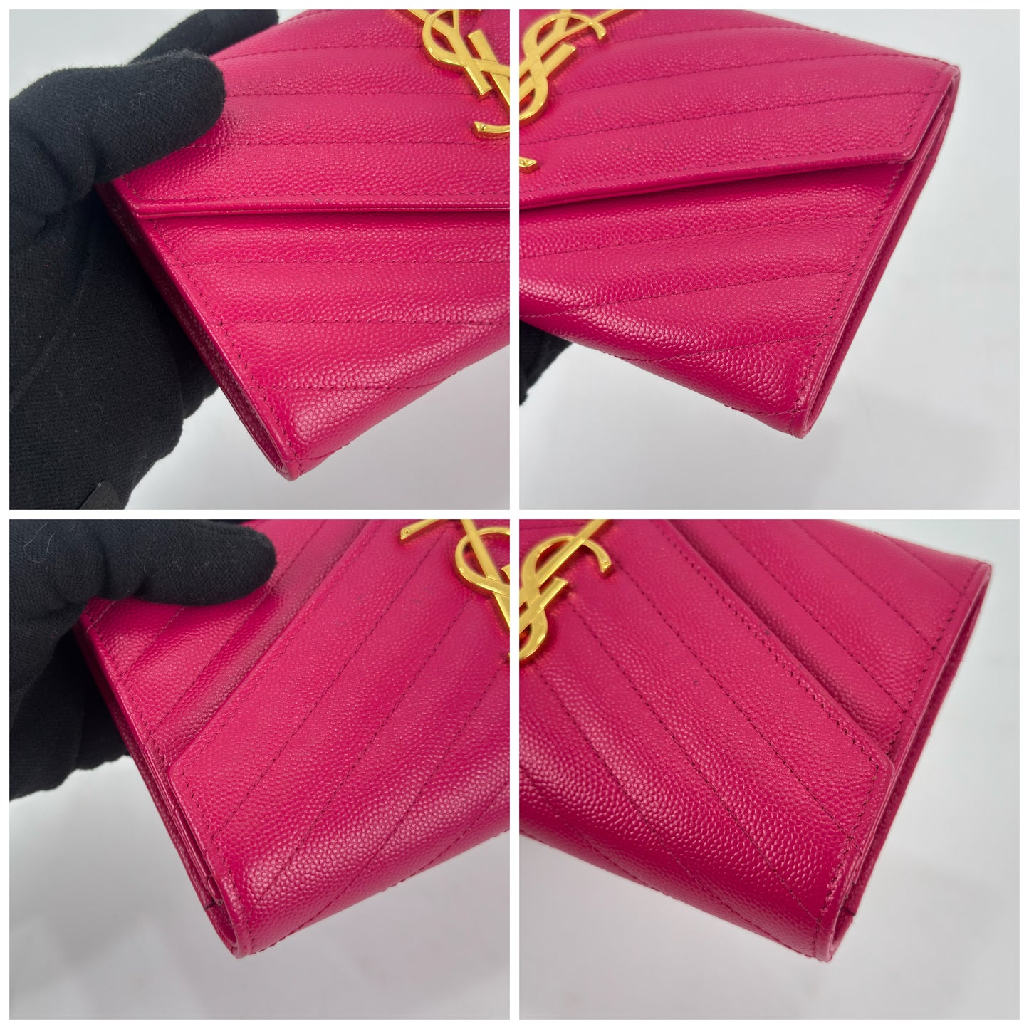 Saint Laurent Monogram Matelassé Wallet In Pink