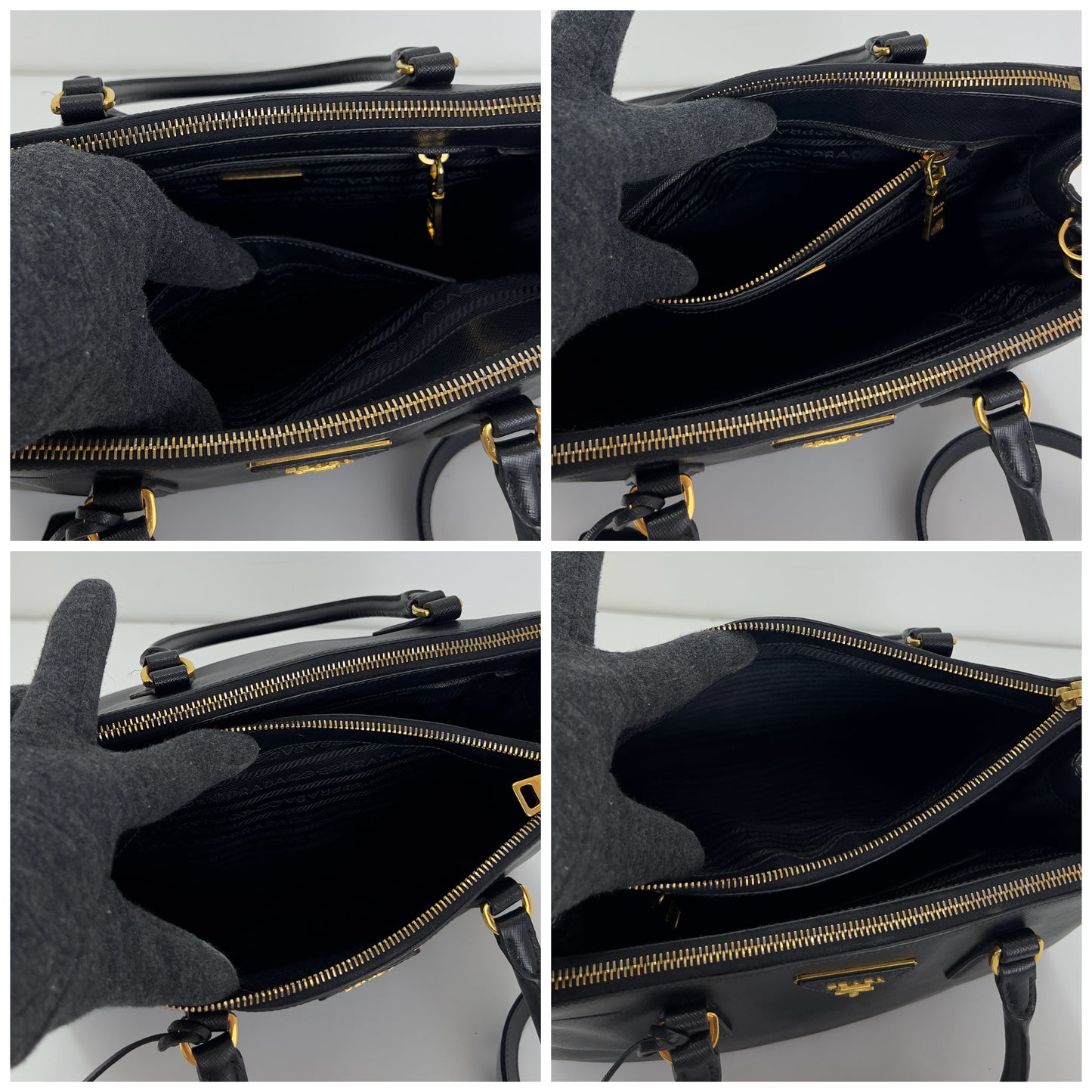 Prada Saffiano Leather Small Galleria Double Zip Tote Bag
