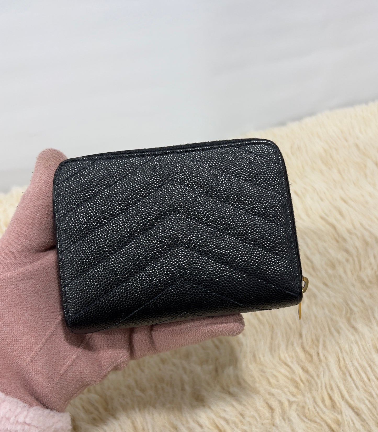 Saint Laurent Cassandre Matelassé Compact Zip Around Wallet