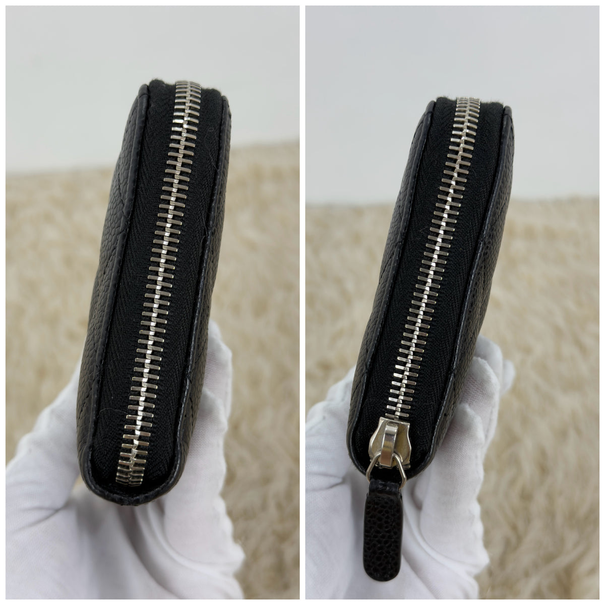 Chanel Caviar Quilted Gusset Zip Around Wallet Series 29