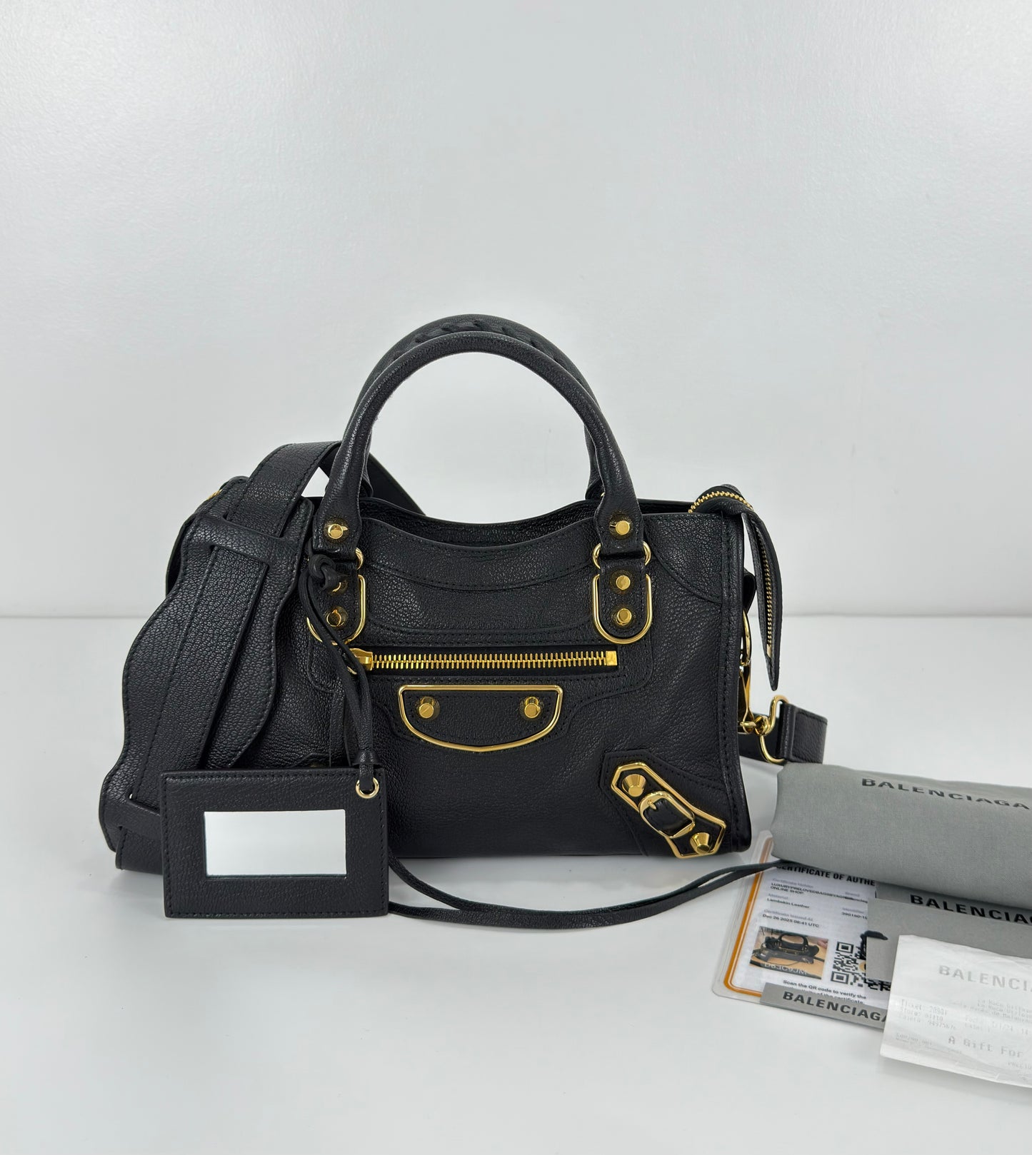 Balenciaga Black Leather Mini Classic Metallic
Edge City Bag