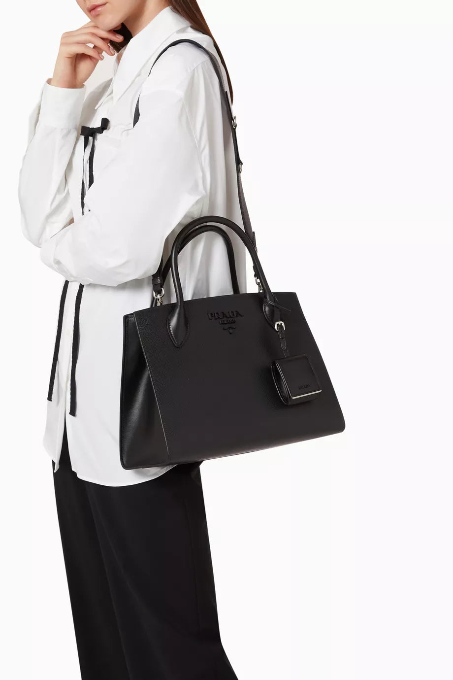 Prada Monochrome Medium Saffiano Leather Black Bag