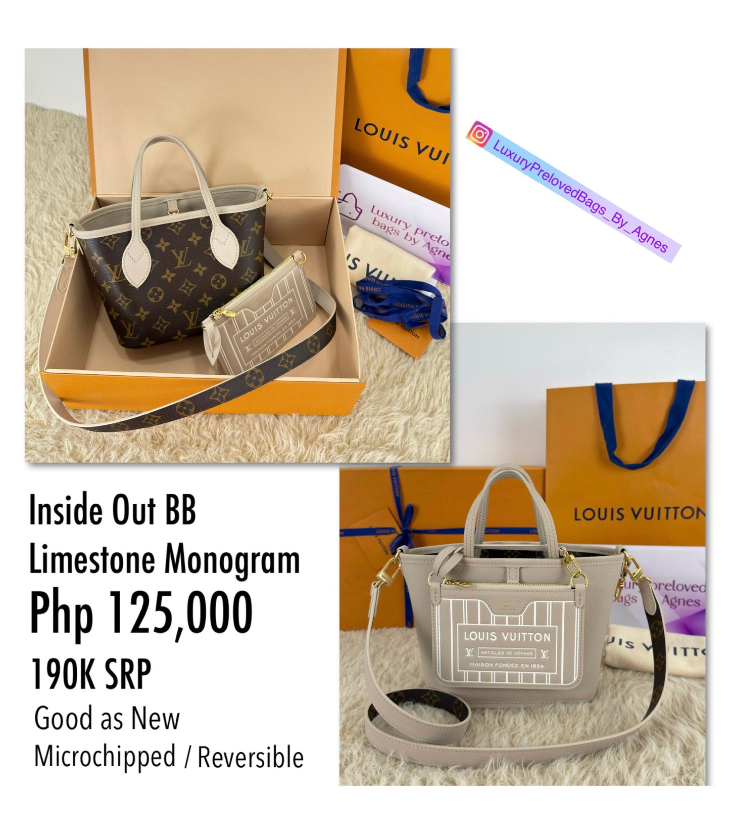 Louis Vuitton Inside Out BB Limestone Monogram