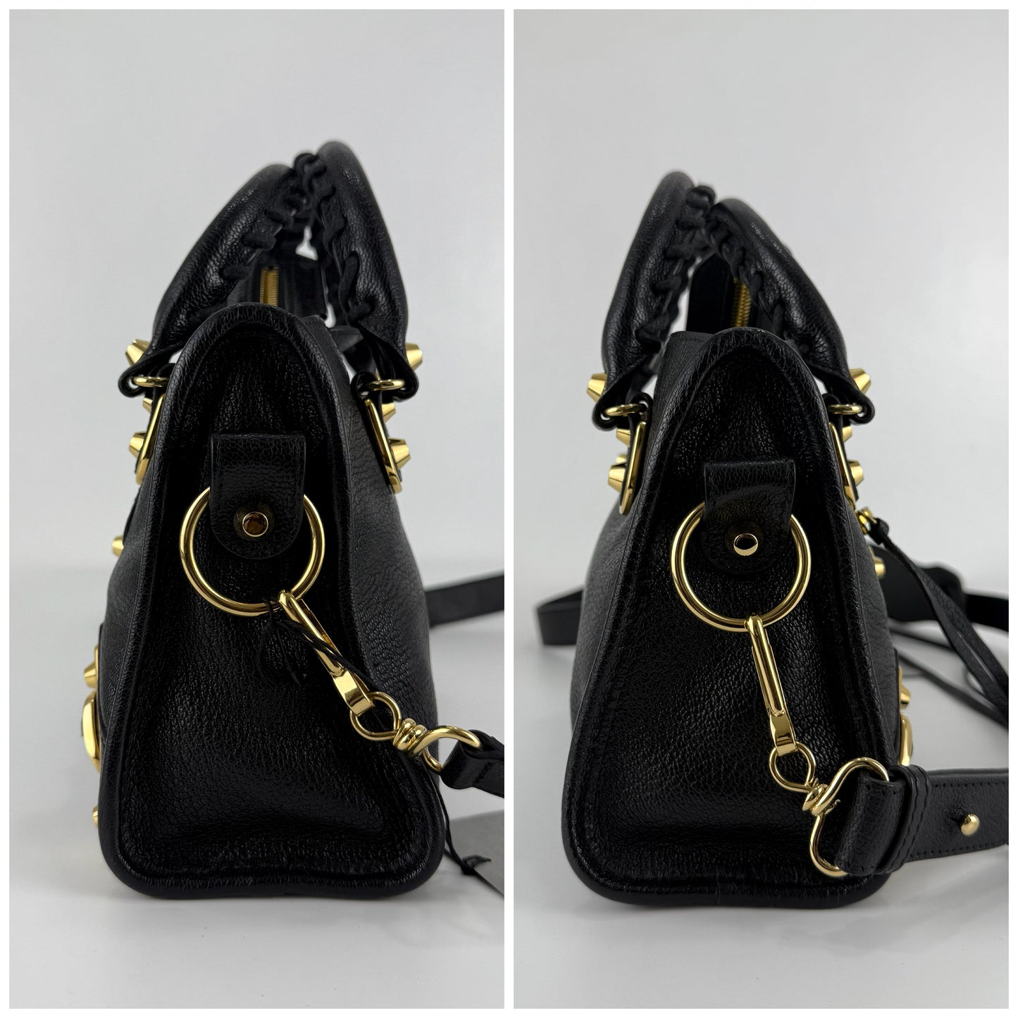 Balenciaga Black Leather Mini Classic Metallic Edge City Bag