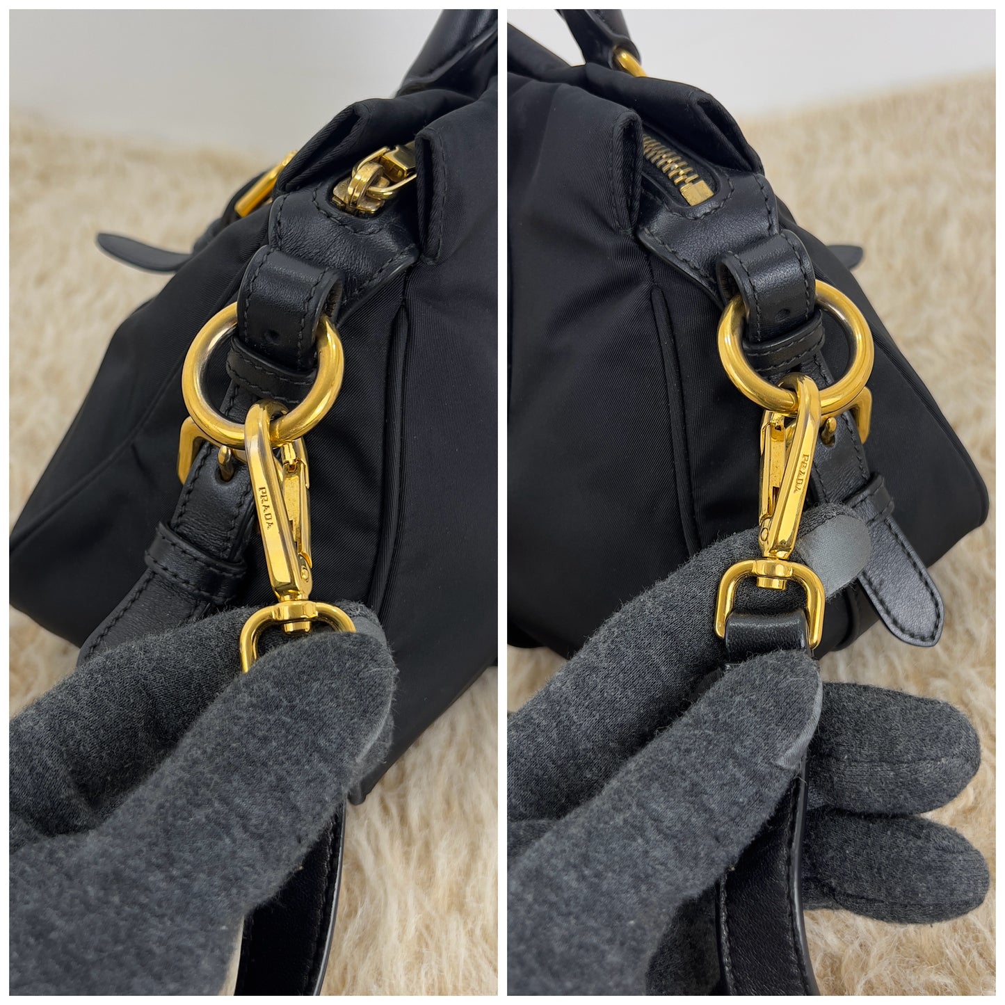 Prada Tessuto Nylon And Soft Calfskin Leather