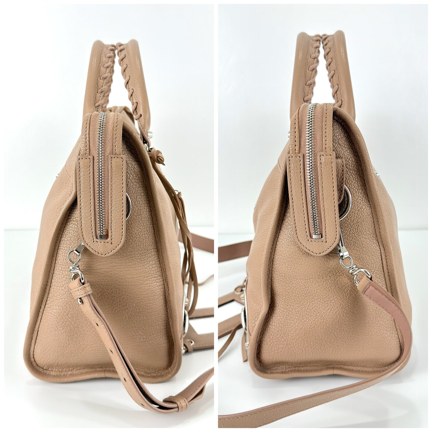 Balenciaga Rose De Sables Metallic
Edge Medium City Bag