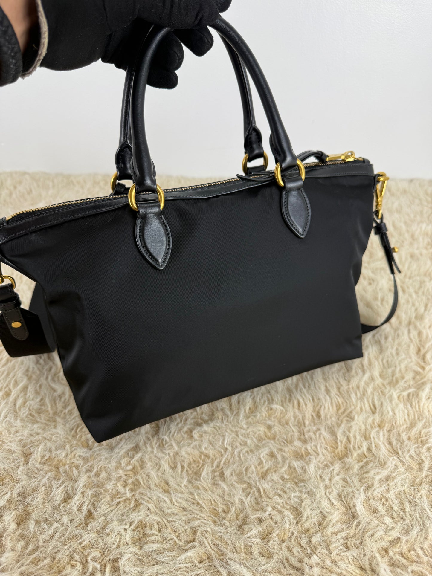 Prada Tessuto Nylon Saffiano Shopping Tote
