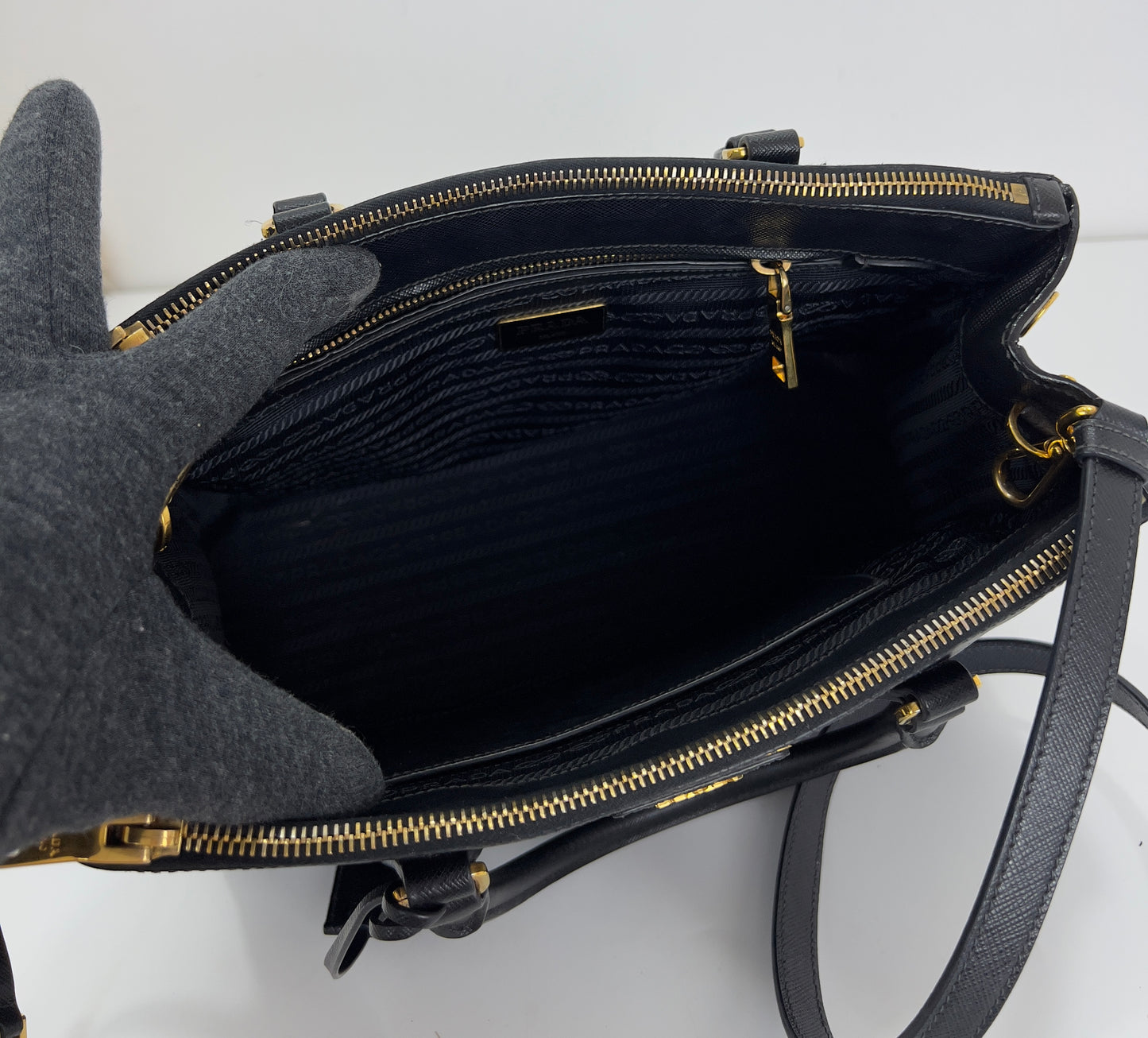 Prada Saffiano Leather Small Galleria Double Zip Tote Bag