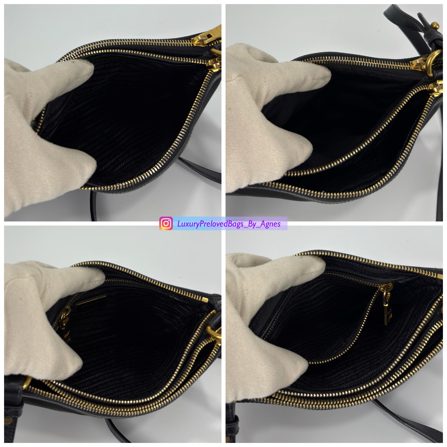 Prada Tessuto Nylon Soft Calf Double Zip
