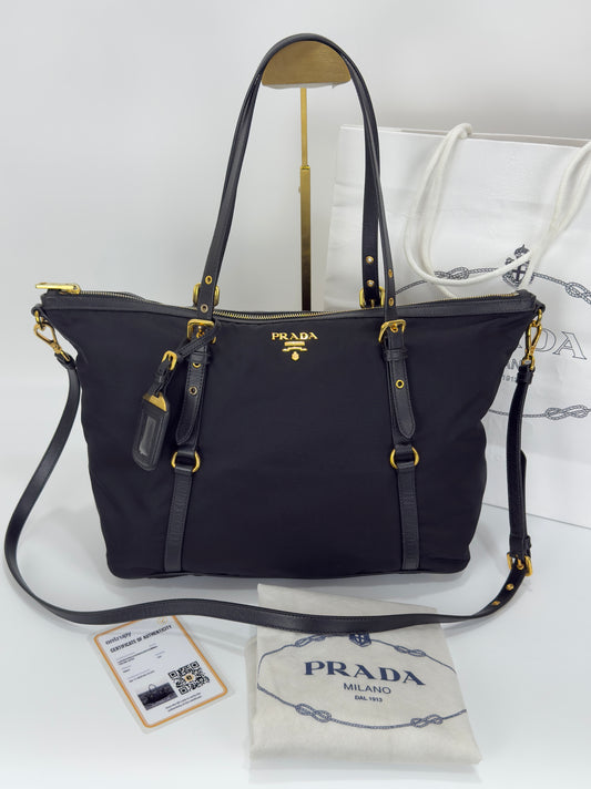 Prada Black Tessuto Nylon Leather