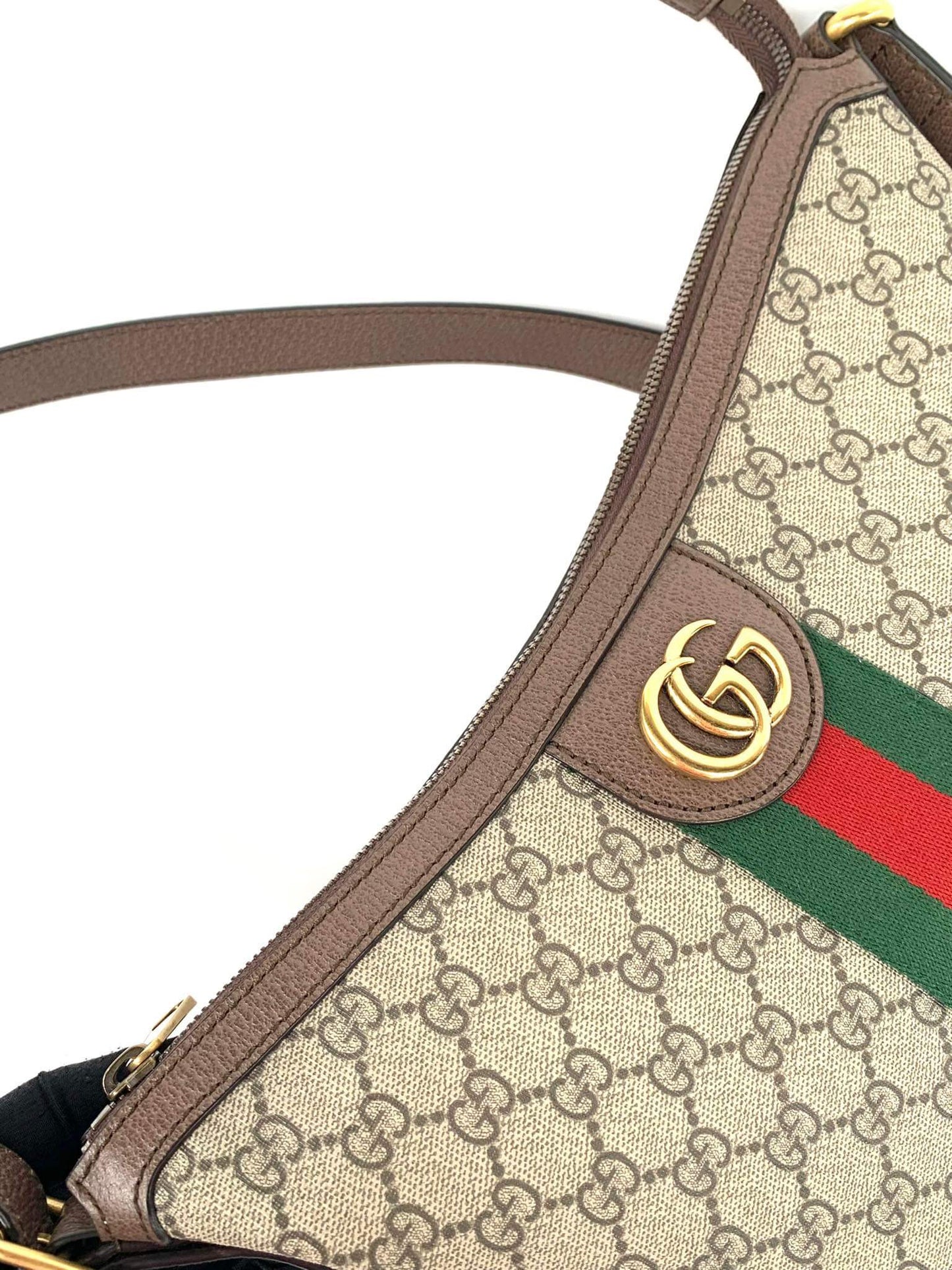 Gucci Beige GG Supreme Web Ophidia Small Half Moon Hobo