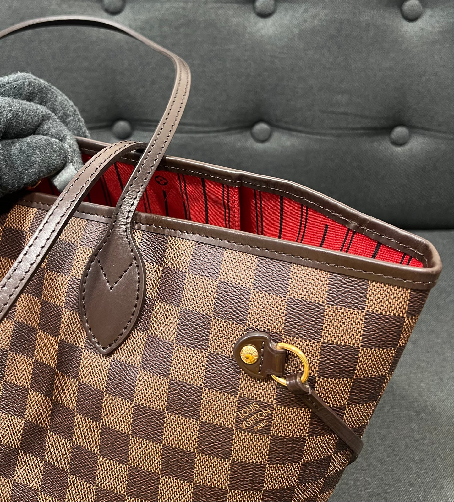 Louis Vuitton Neverfull MM Damier Ebene With Pouch