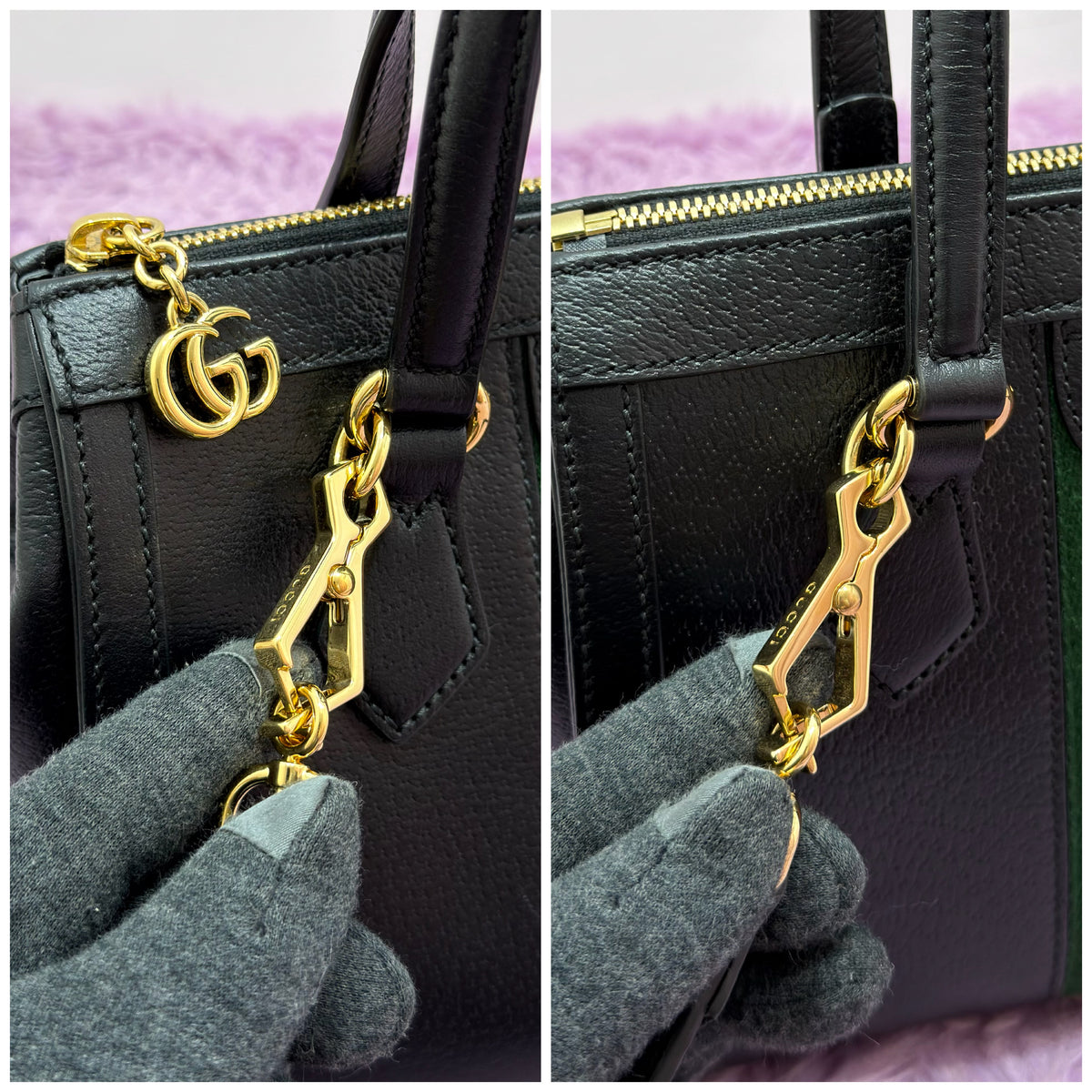 Gucci GG Calfskin Web Ophidia Small Tote Bag