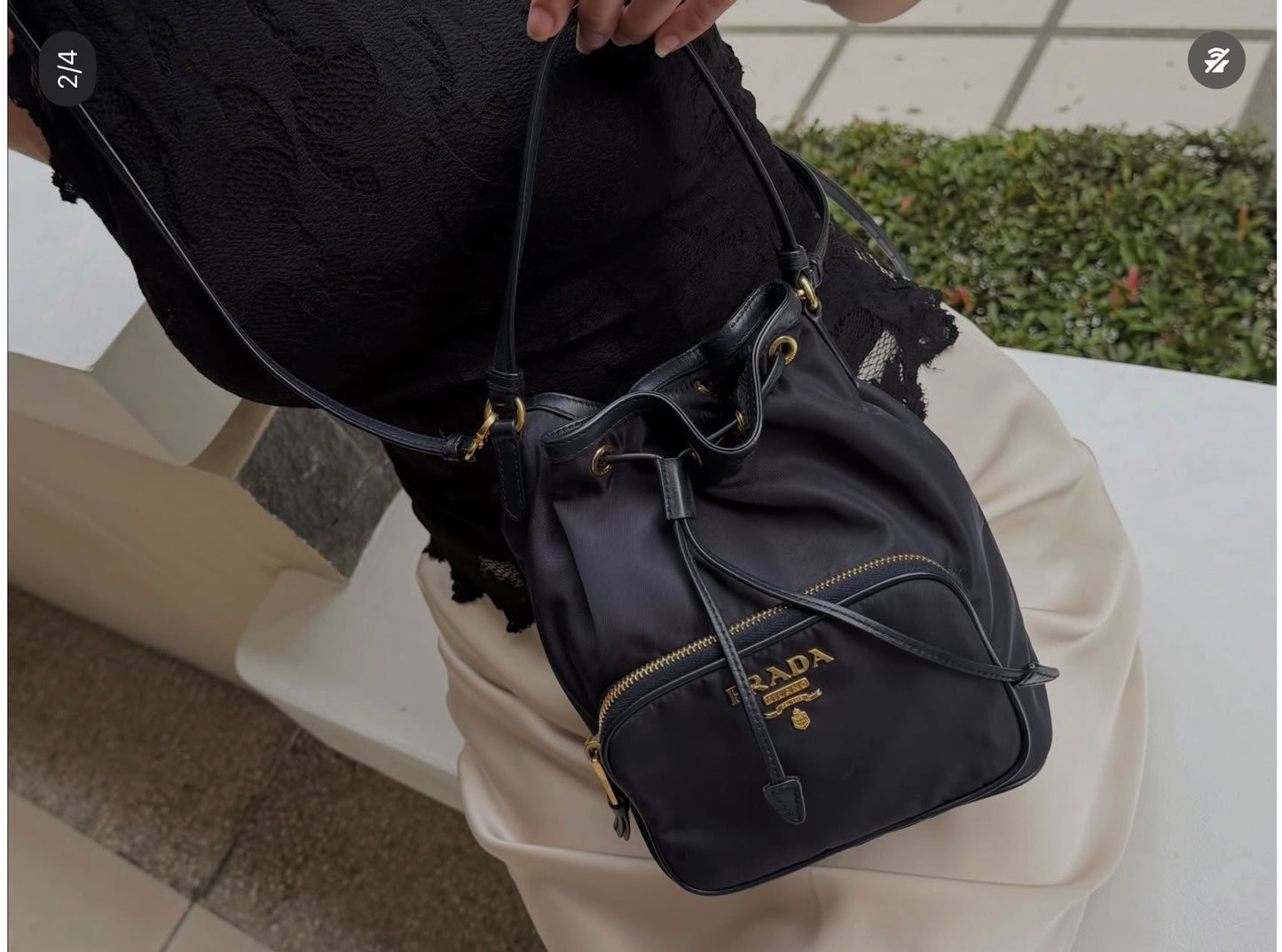 Prada Drawstring Bucket Bag Tessuto