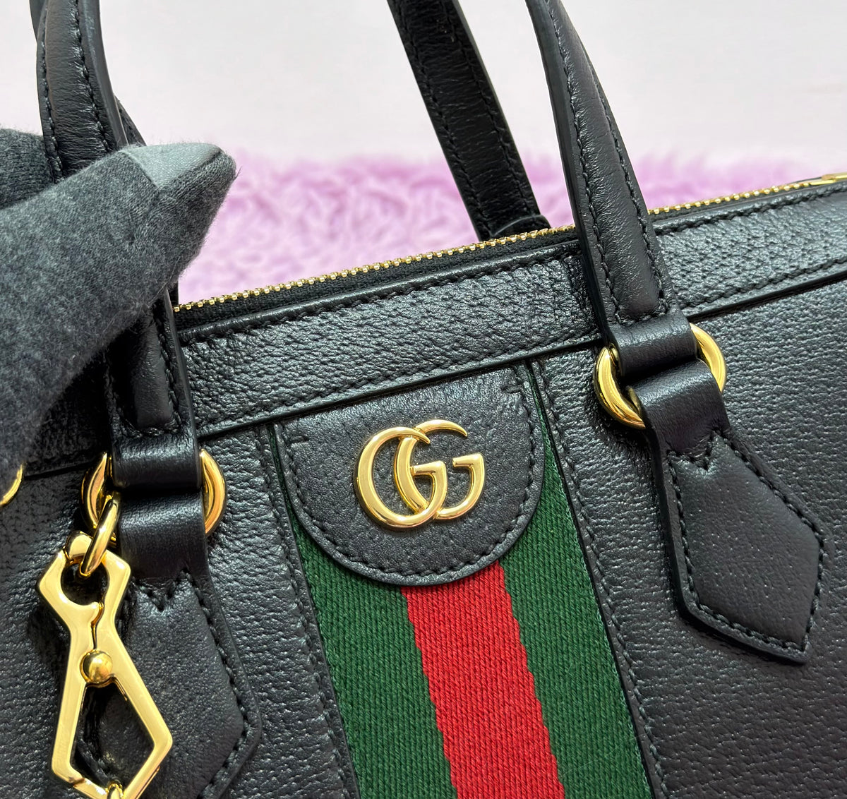 Gucci GG Calfskin Web Ophidia Small Tote Bag