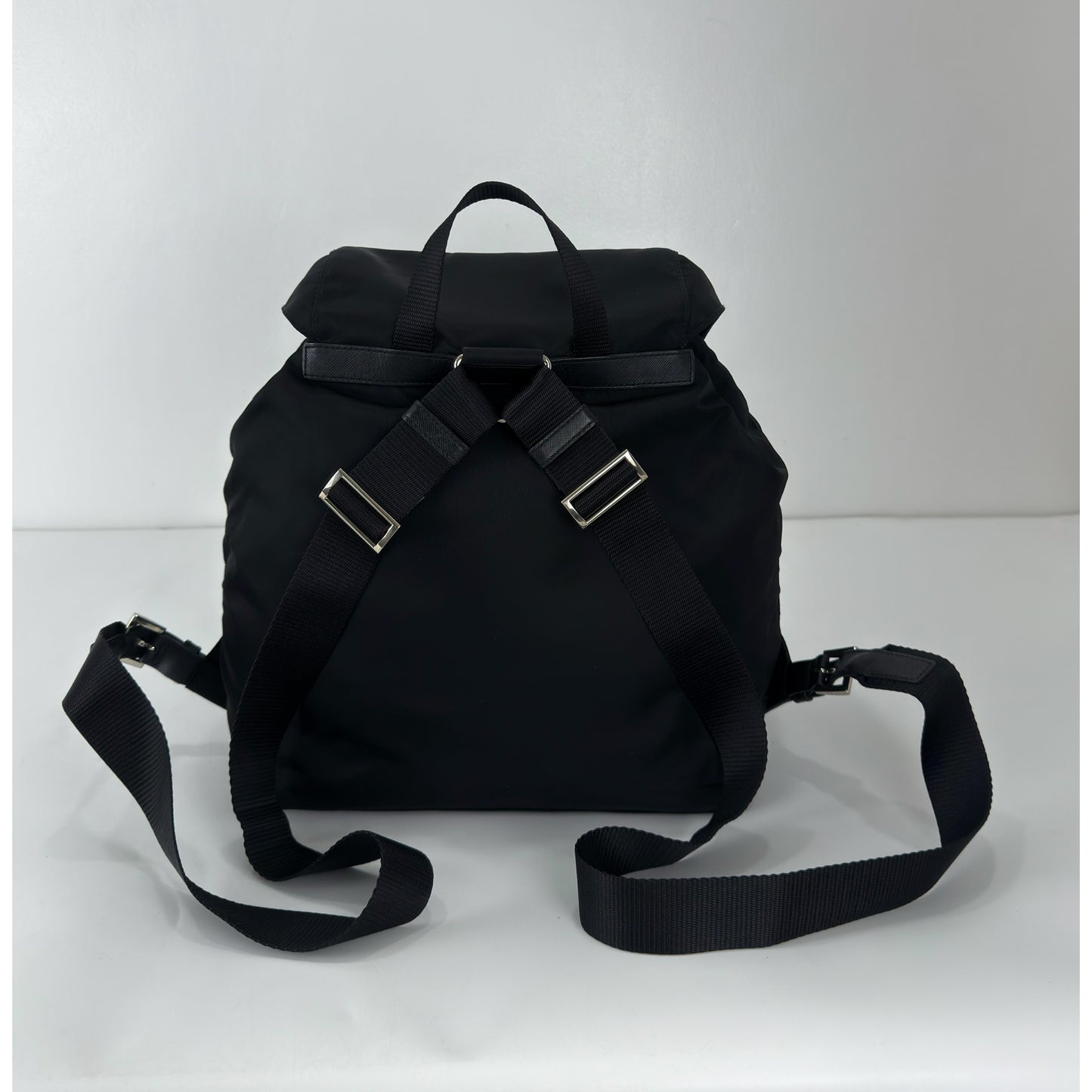 Prada Enamel Triangle Logo Re-Nylon Medium Backpack