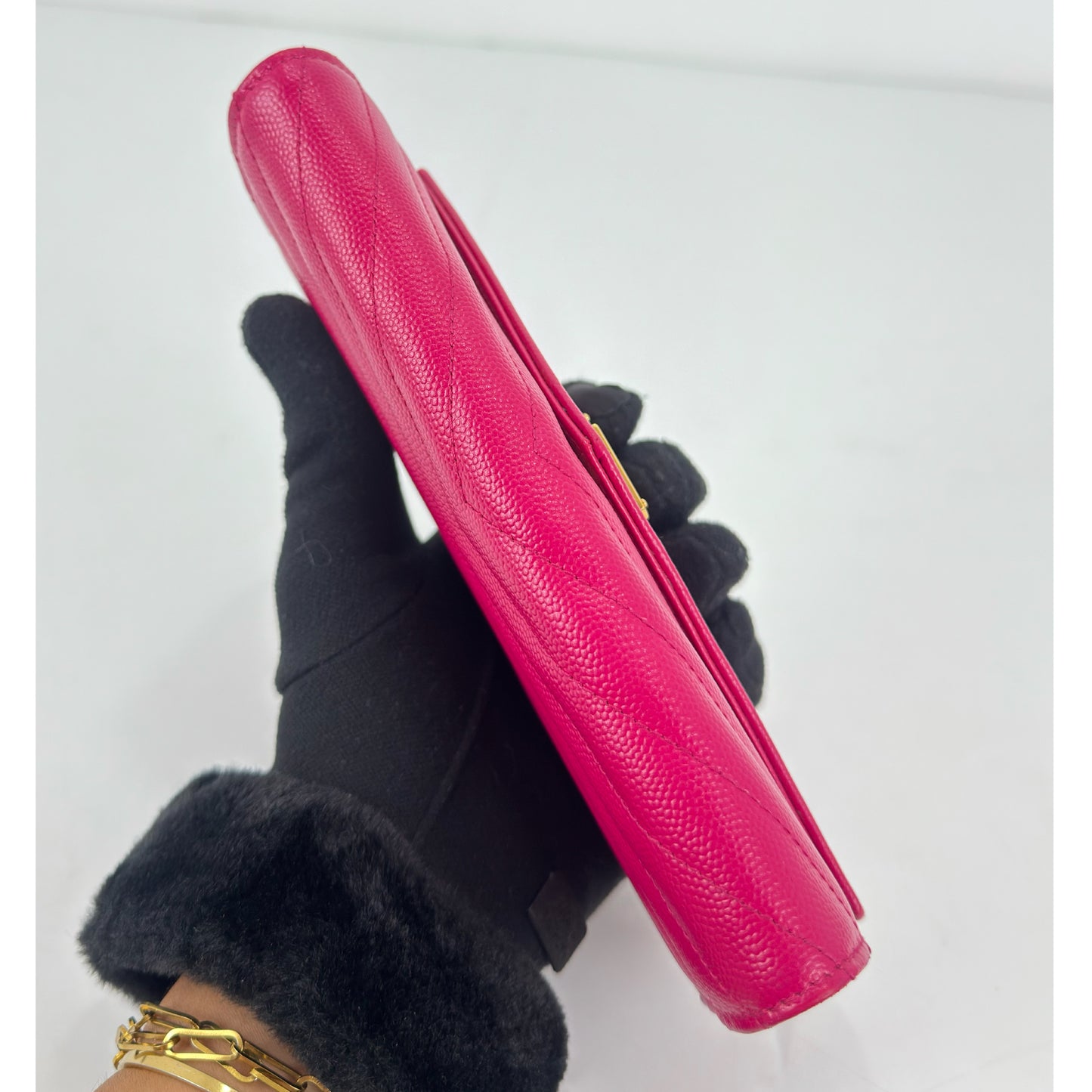Saint Laurent Monogram Matelassé Wallet In Pink