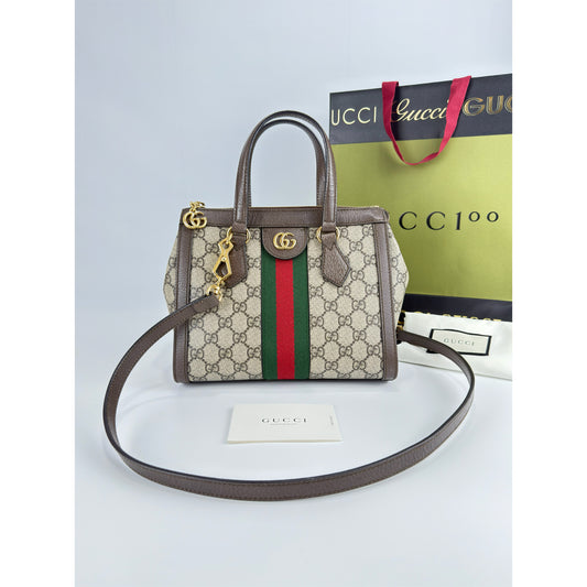 Gucci Ophidia Small Tote Bag in Beige/Ebony GG Supreme