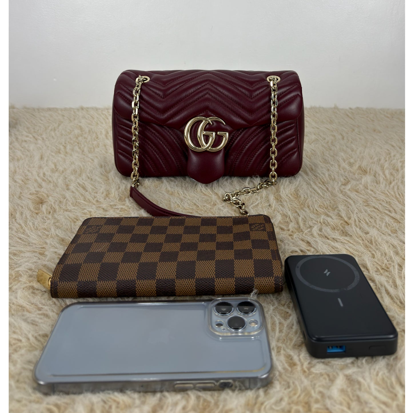 Gucci GG Marmont Medium In Rosso Ancora Red Leather