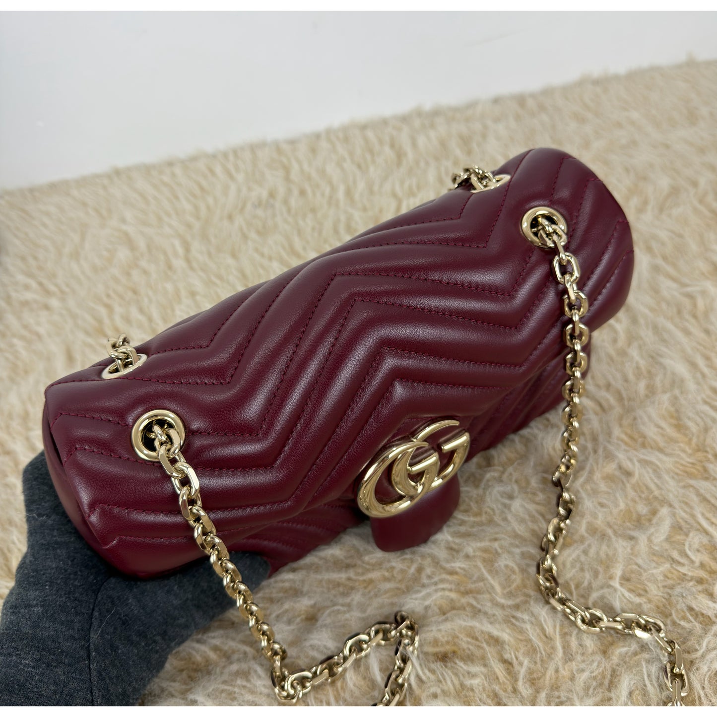 Gucci GG Marmont Medium In Rosso Ancora Red Leather