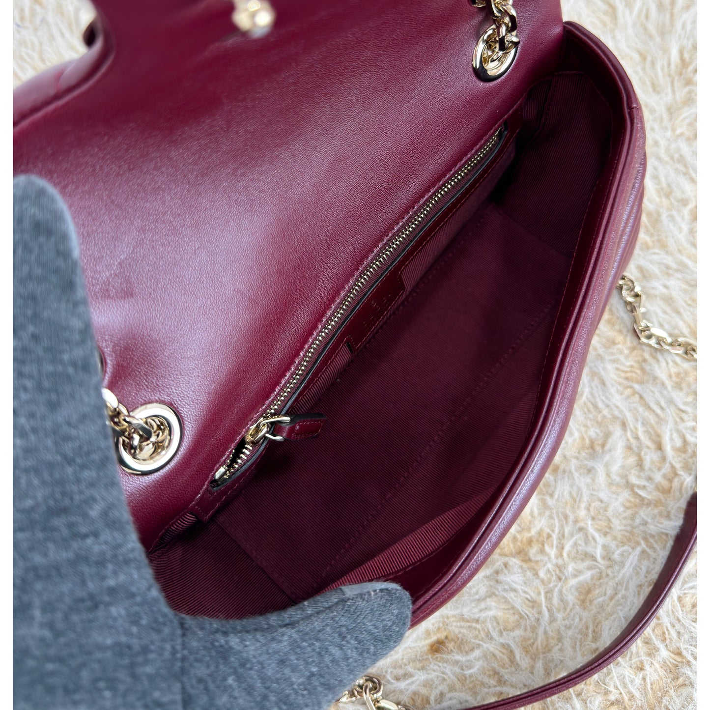 Gucci GG Marmont Medium In Rosso Ancora Red Leather