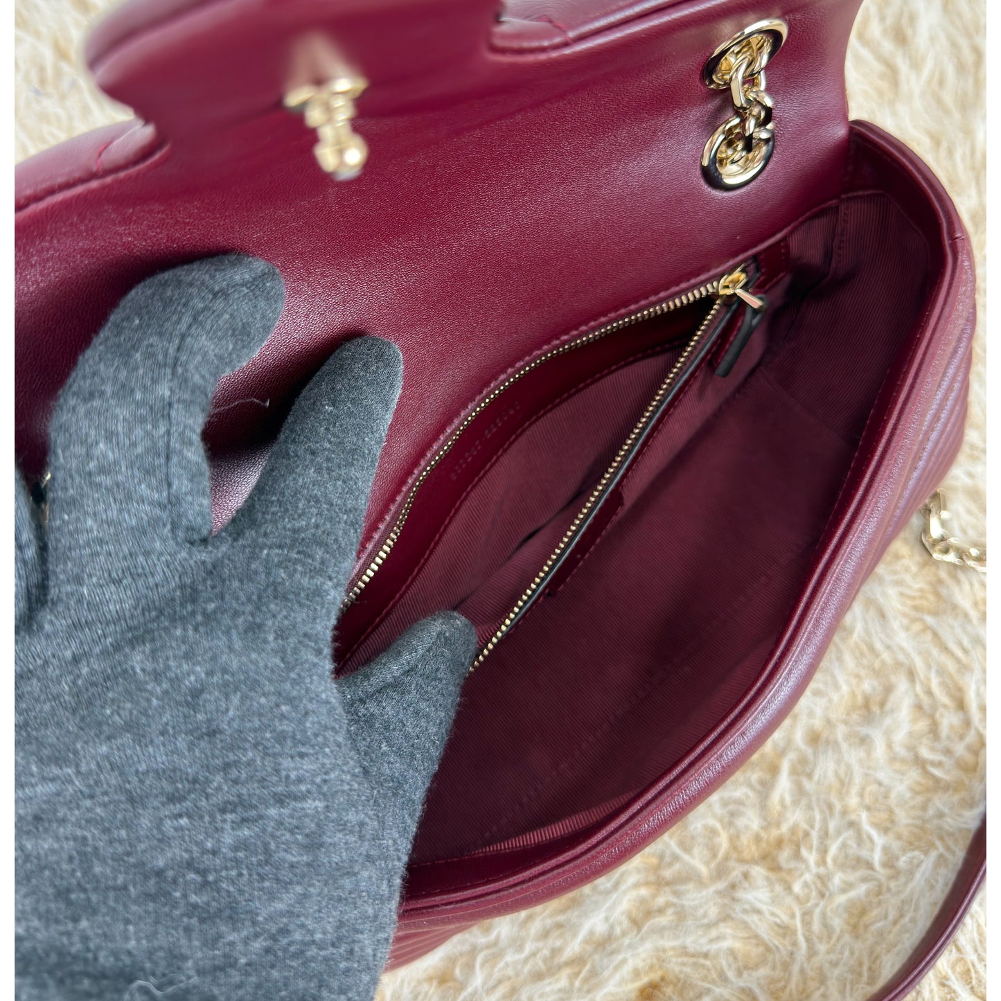 Gucci GG Marmont Medium In Rosso Ancora Red Leather