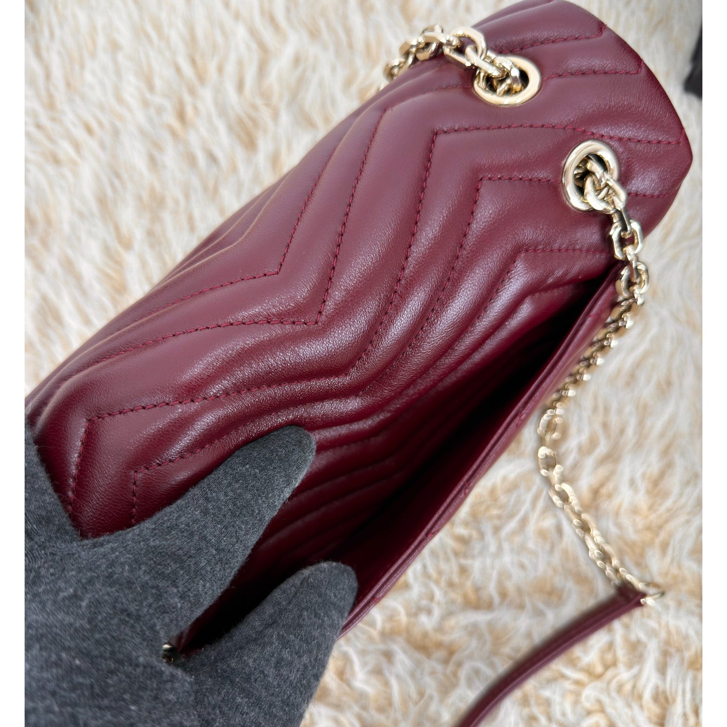 Gucci GG Marmont Medium In Rosso Ancora Red Leather