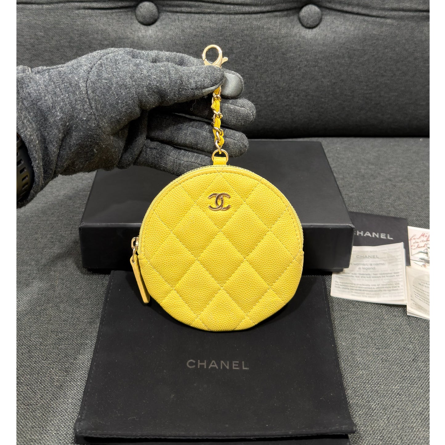 Chanel Quilted Caviar Leather Round Coin Purse