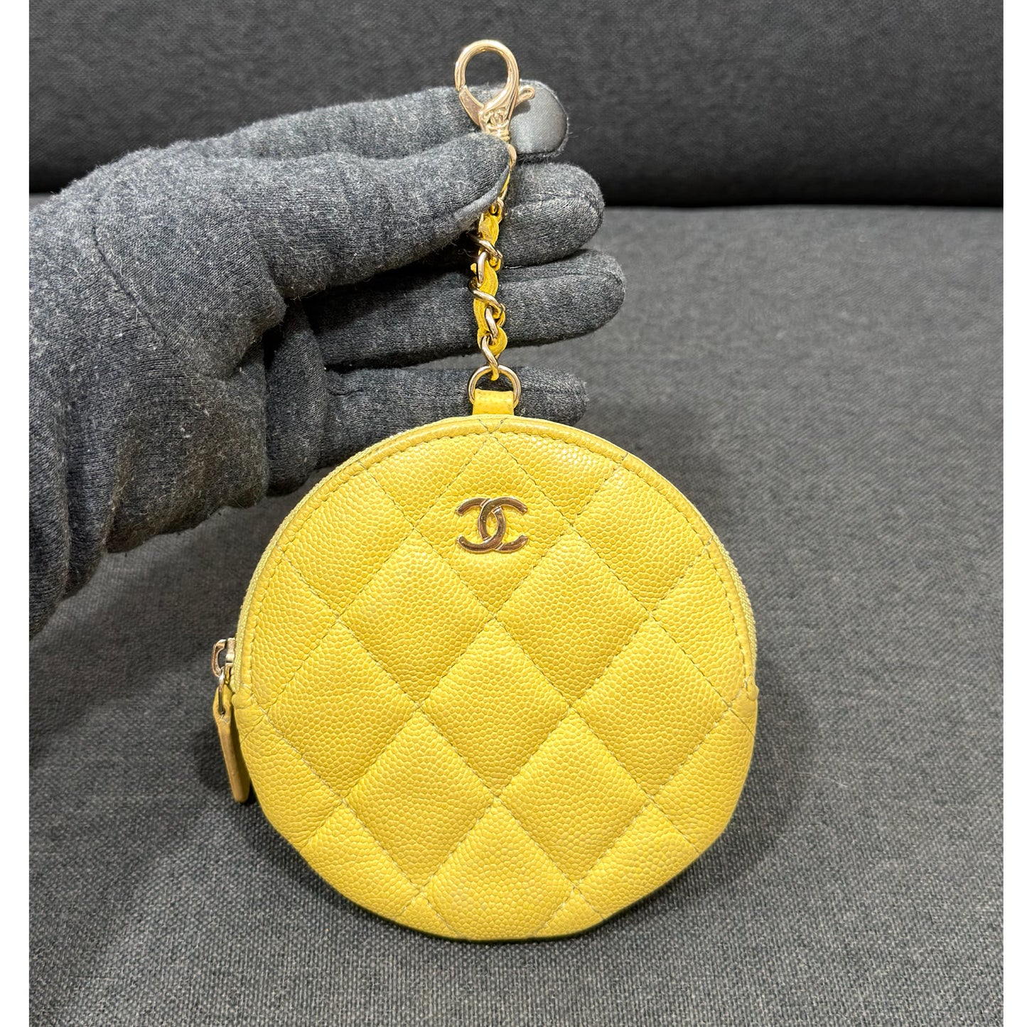 Chanel Quilted Caviar Leather Round Coin Purse