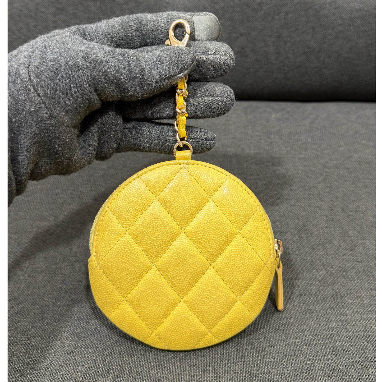 Chanel Quilted Caviar Leather Round Coin Purse