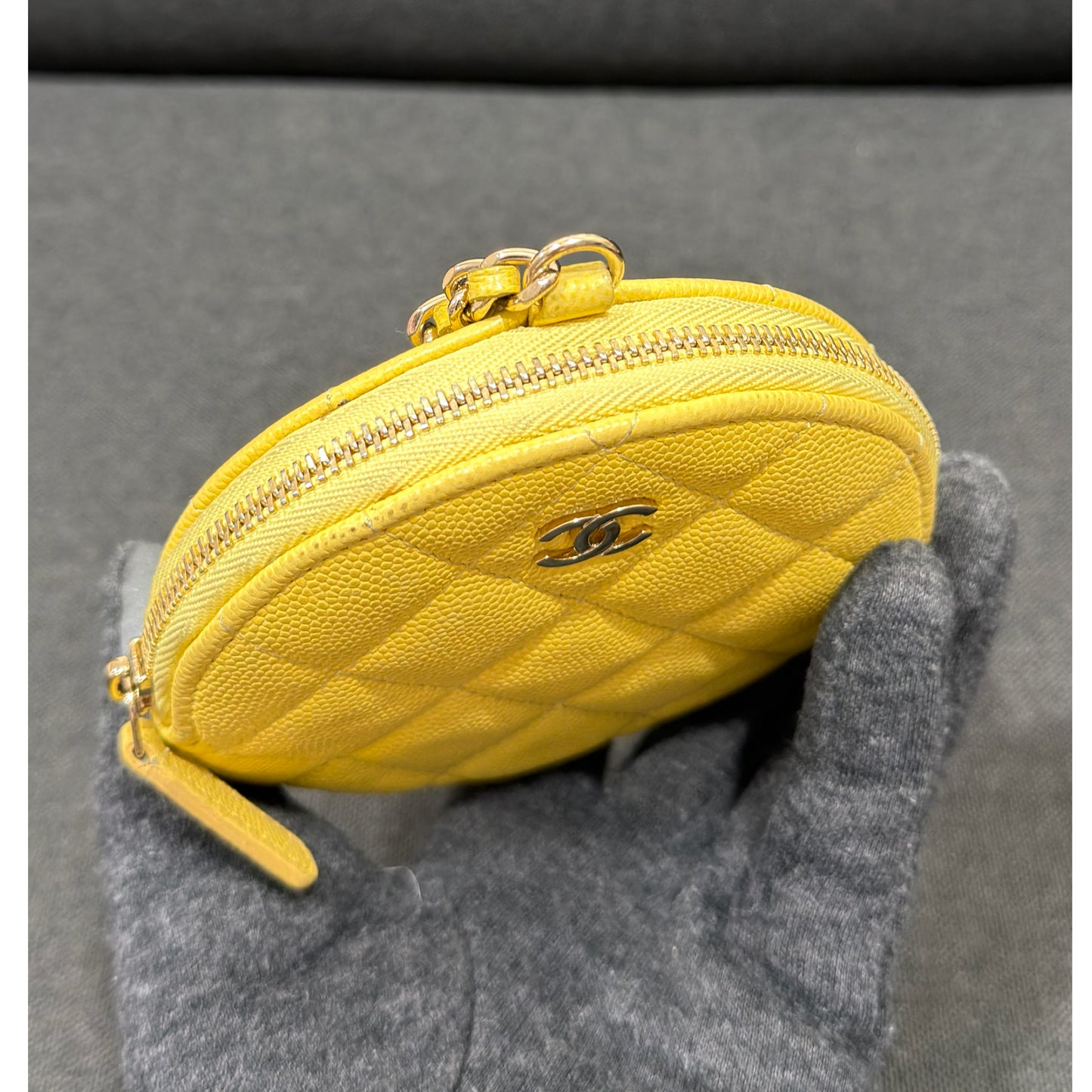 Chanel Quilted Caviar Leather Round Coin Purse