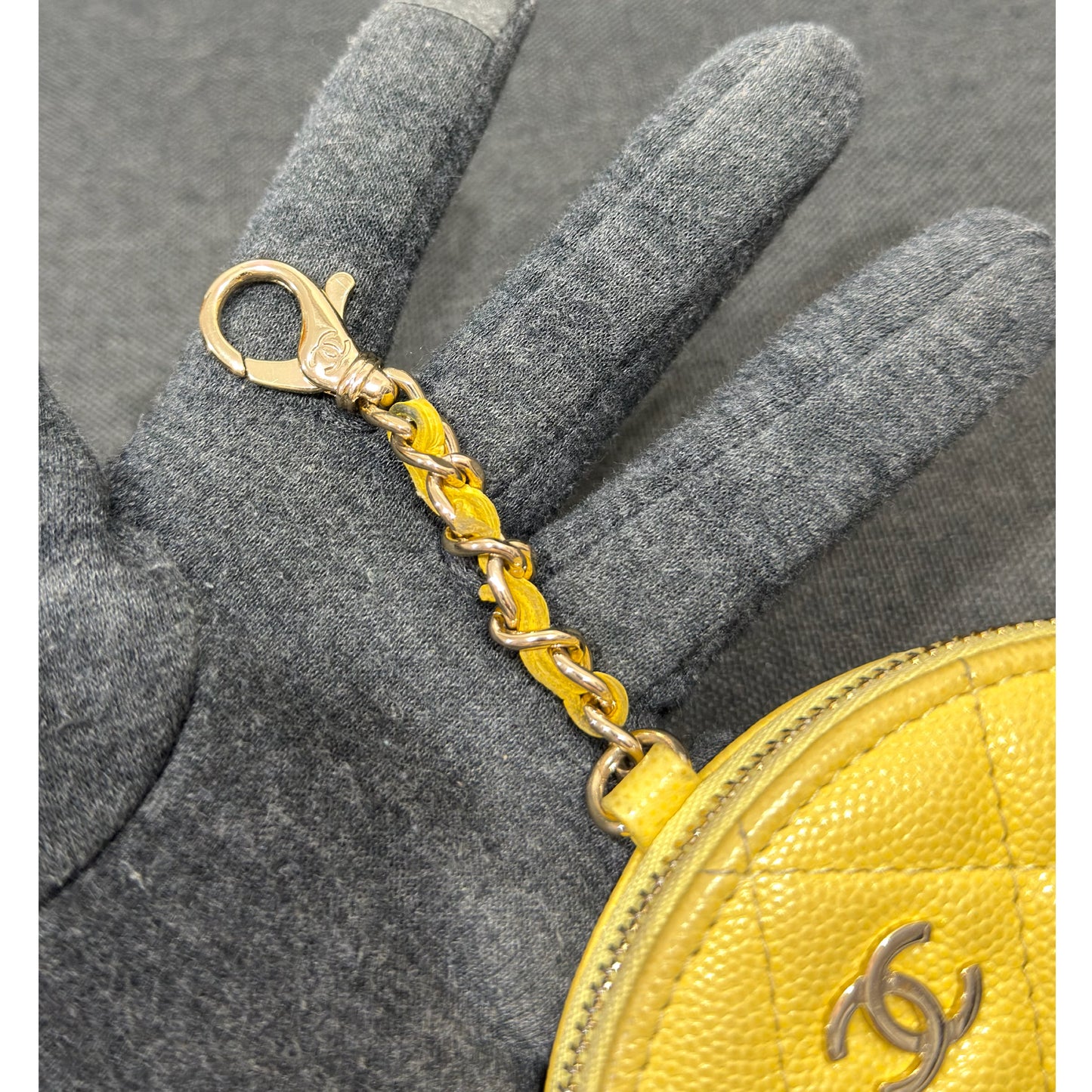 Chanel Quilted Caviar Leather Round Coin Purse