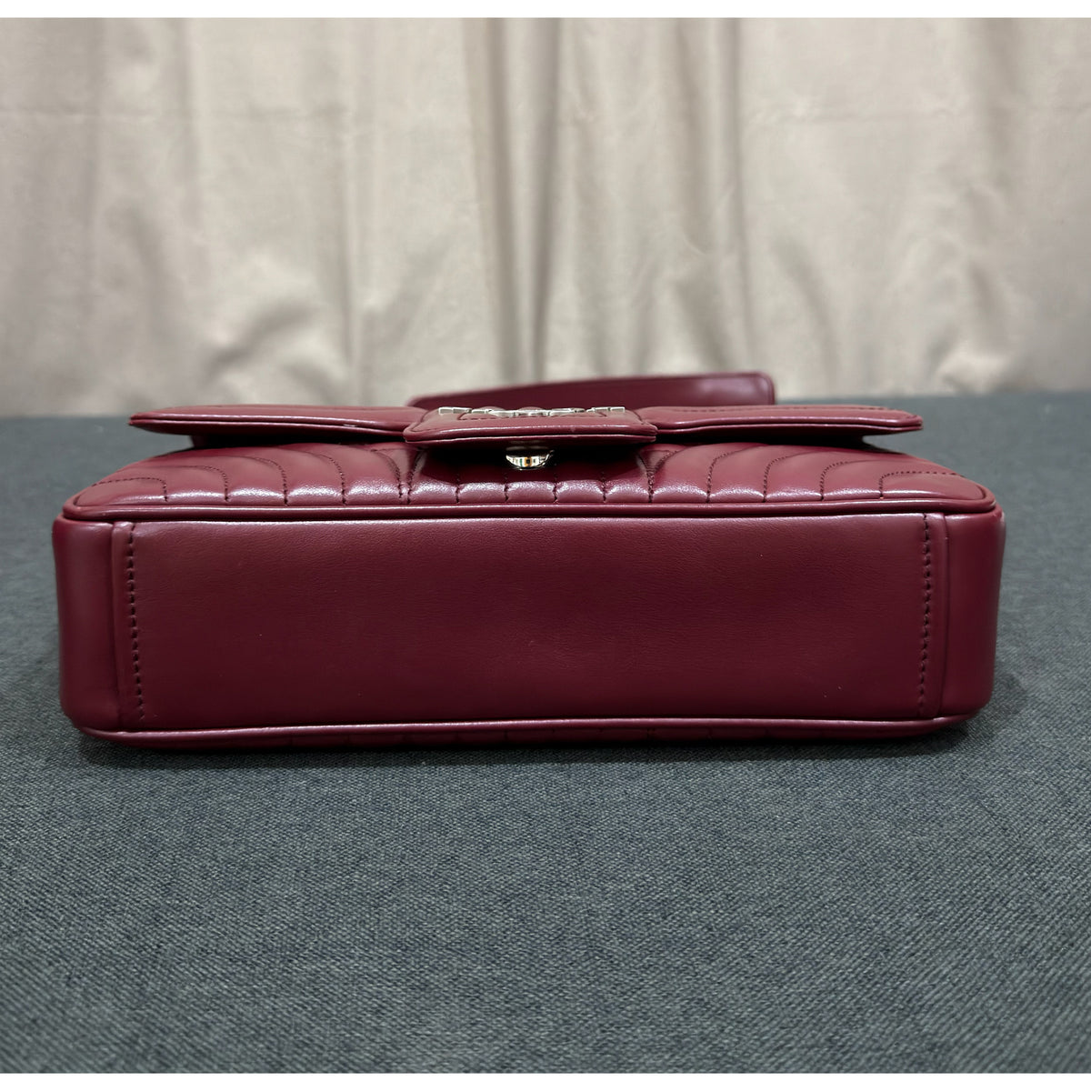 Prada Burgundy Soft Calf Impuntu Diagramme Medium