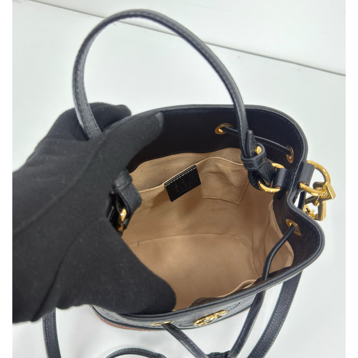 Gucci GG Ophidia Small Leather Bucket Bag