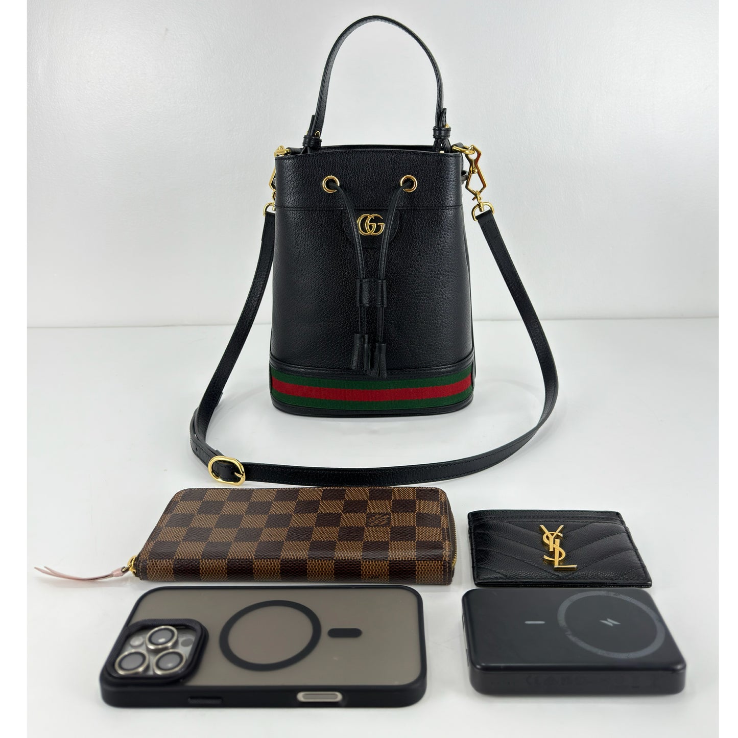 Gucci GG Ophidia Small Leather Bucket Bag