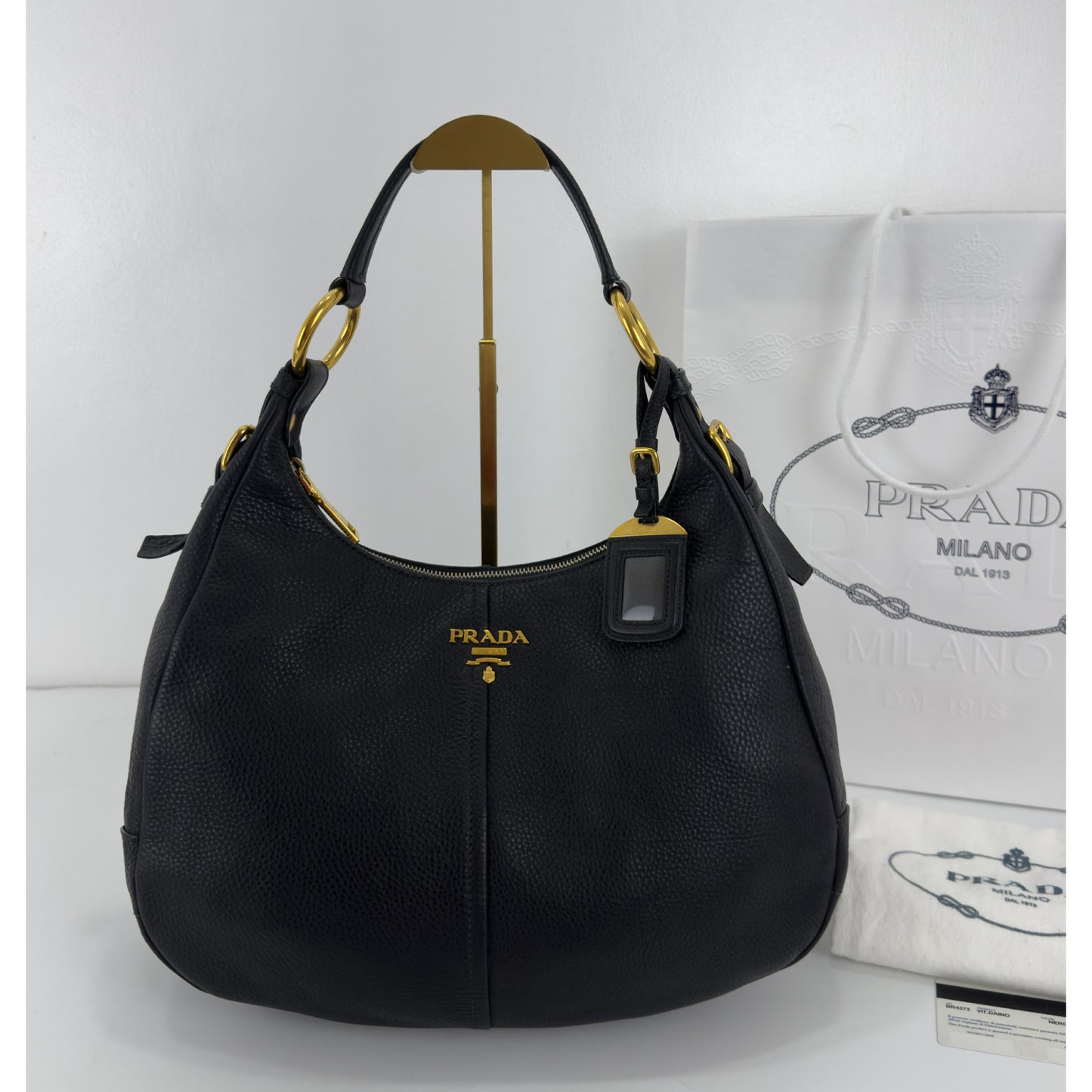 Prada Vitello Daino Zip Hobo Bag