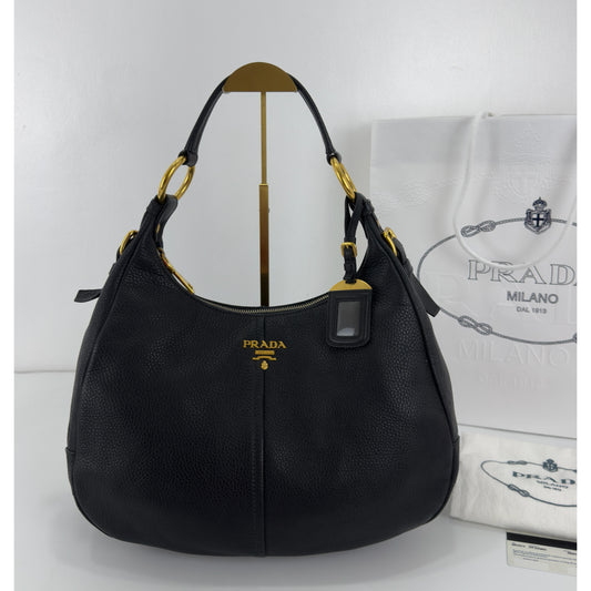 Prada Vitello Daino Zip Hobo Bag