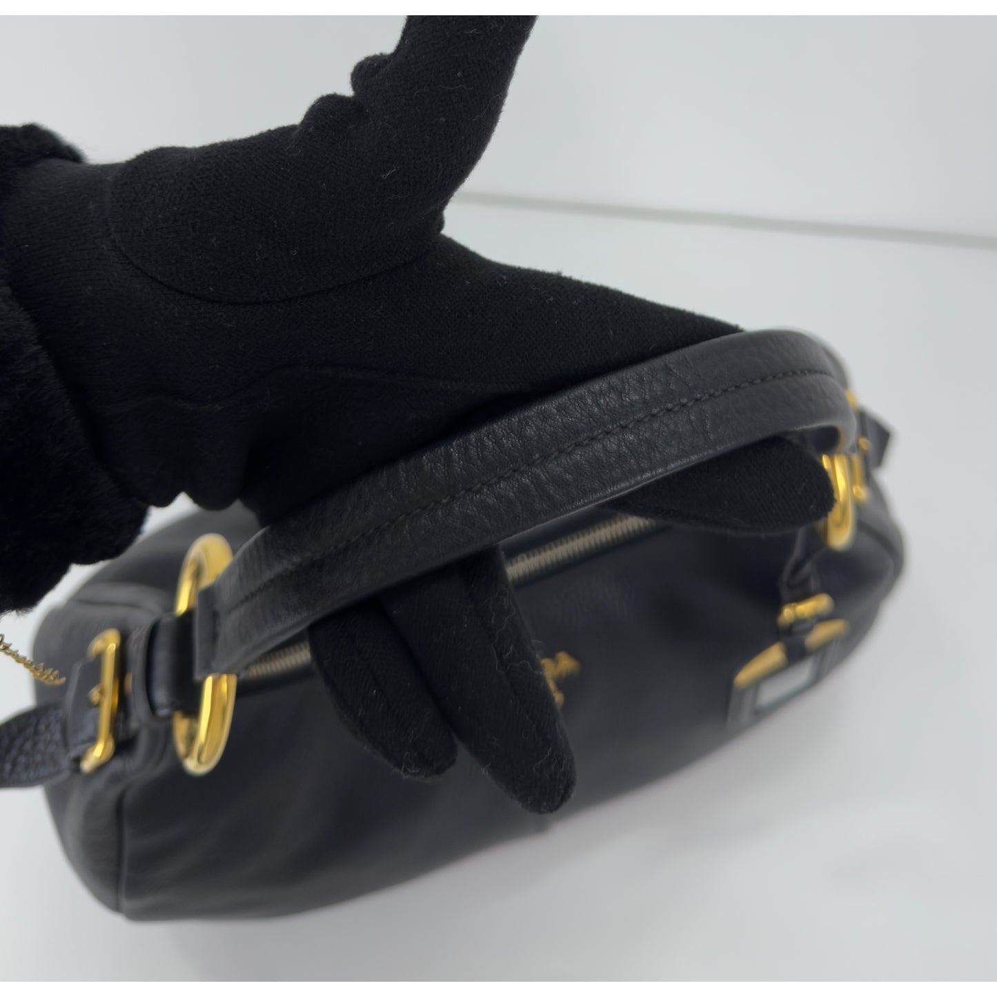 Prada Vitello Daino Zip Hobo Bag