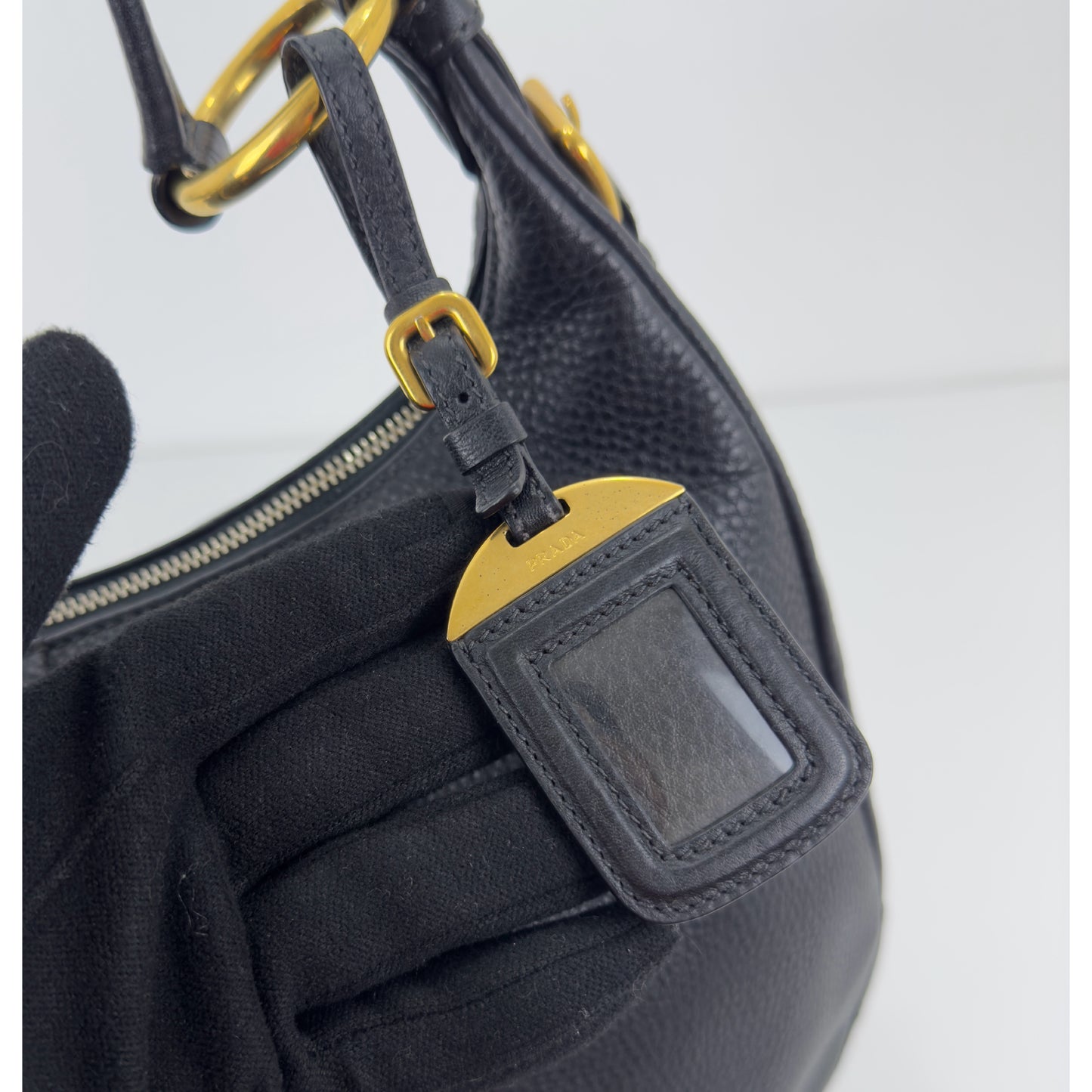 Prada Vitello Daino Zip Hobo Bag