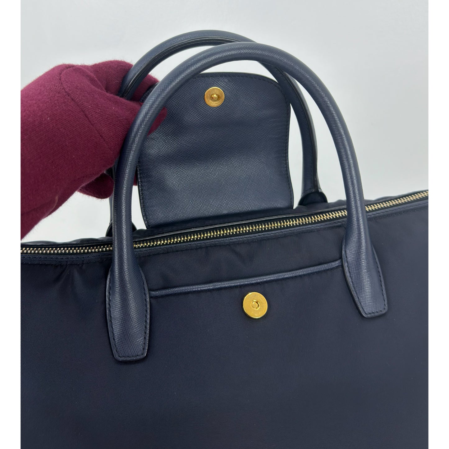 Prada Blue Tessuto Nylon And Saffiano
Leather Tote Bag BN2541