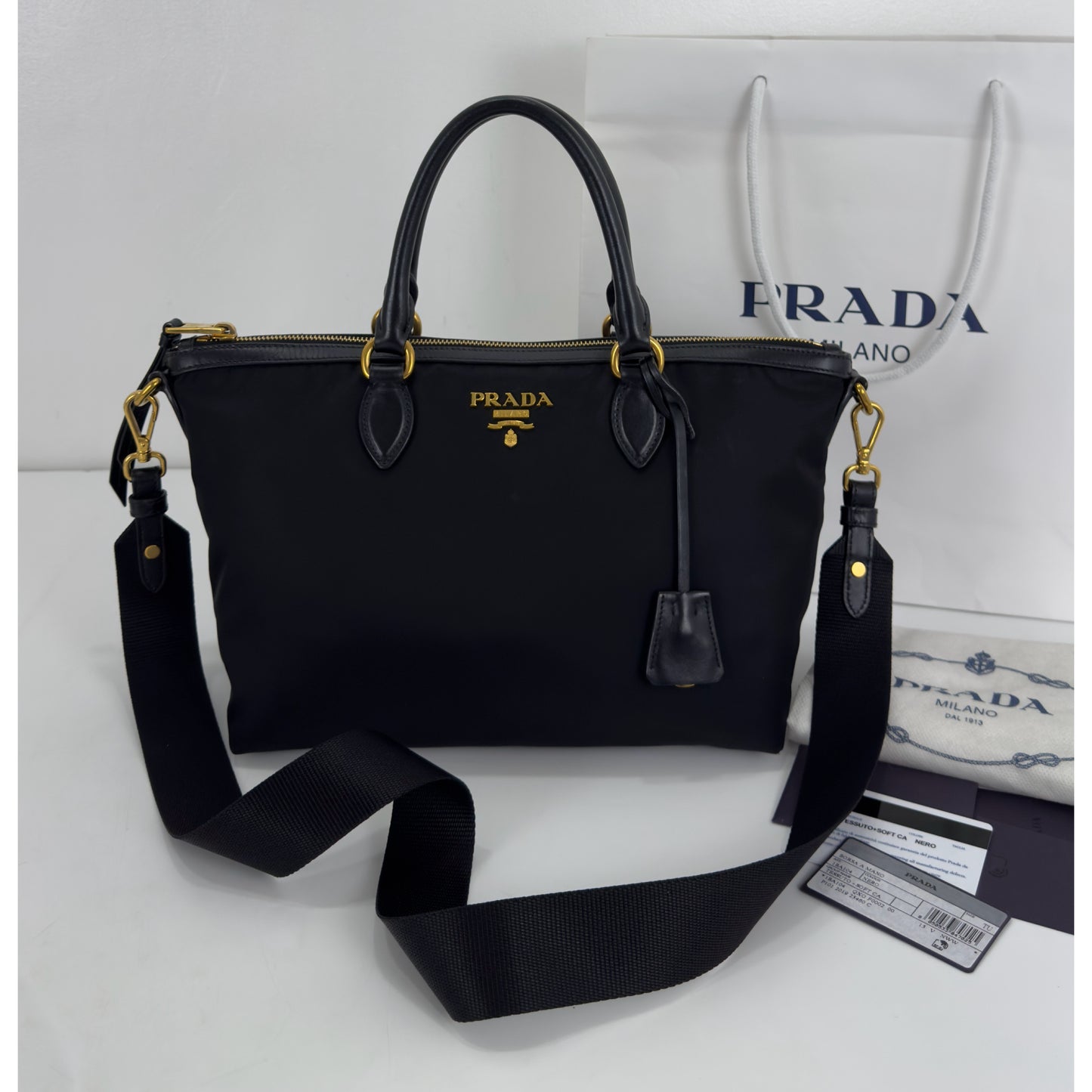 Prada Tessuto Nylon Saffiano Shopping Tote