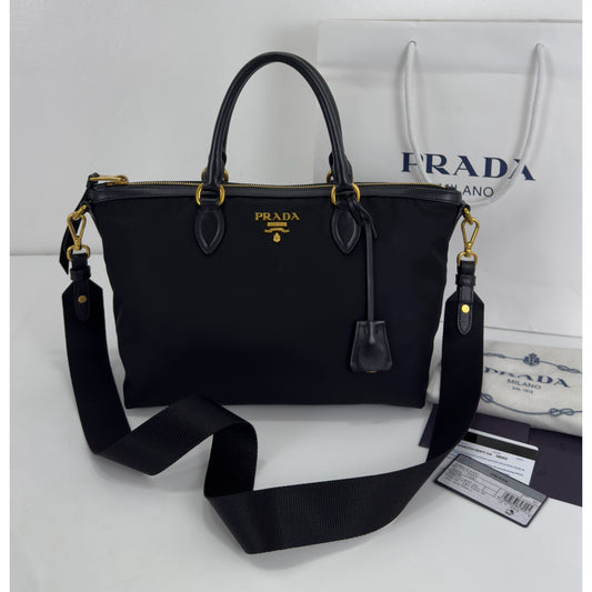 Prada Tessuto Nylon Saffiano Shopping Tote