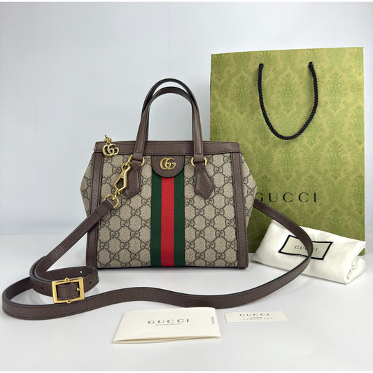 Gucci Ophidia Small Tote Bag in Beige/Ebony GG Supreme