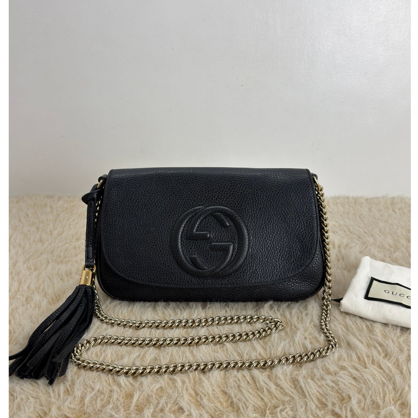 Gucci Pebbled Leather GG Soho Chain Bag