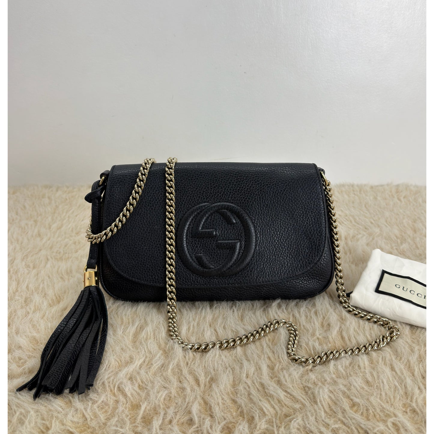 Gucci Pebbled Leather GG Soho Chain Bag