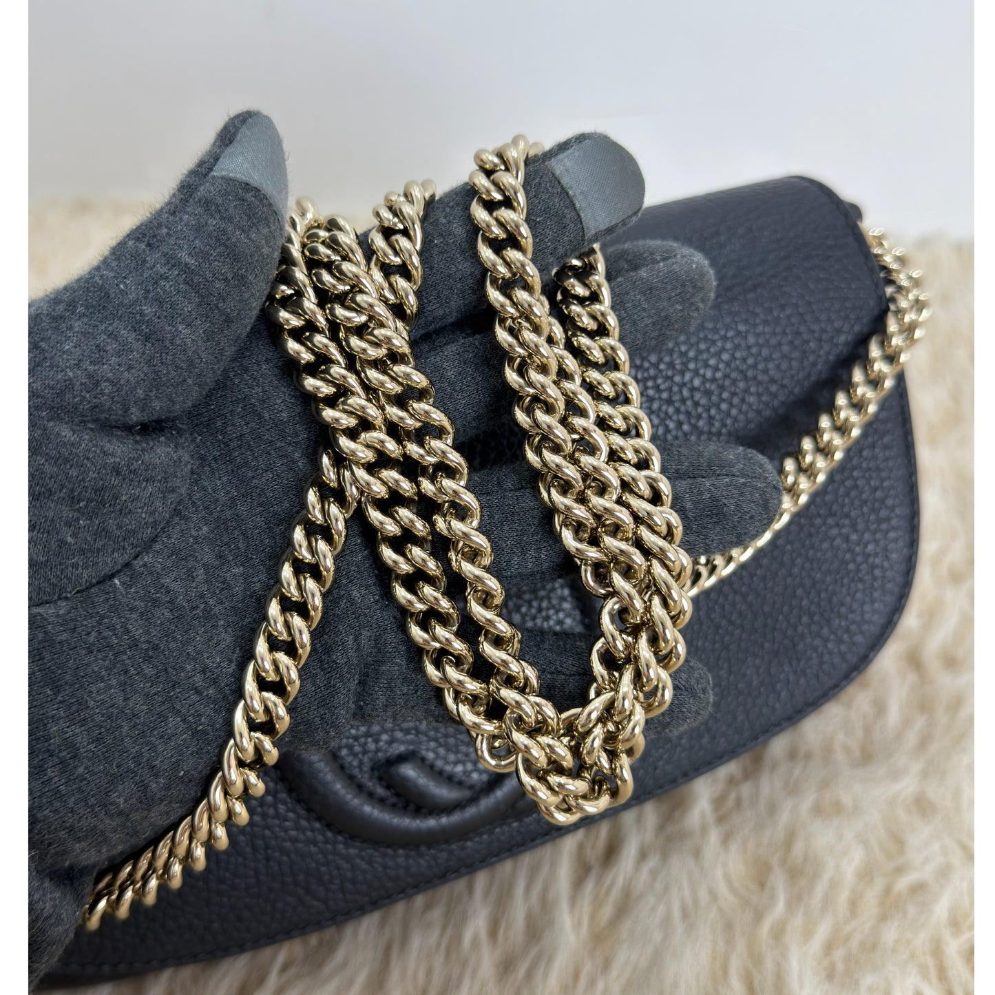 Gucci Pebbled Leather GG Soho Chain Bag